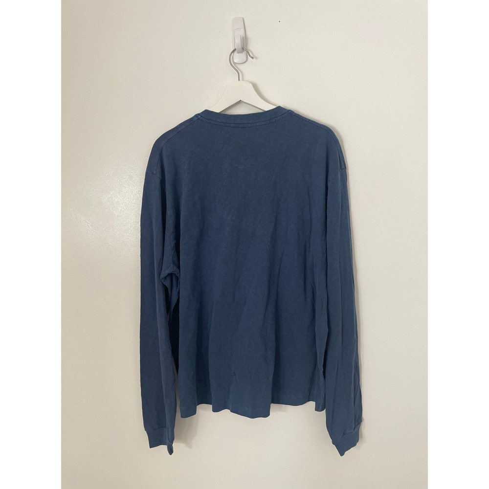 American Giant Henley Shirt Mens XL Broken In Premium Slub Blue USA Long Sleeve - Picture 4 of 10